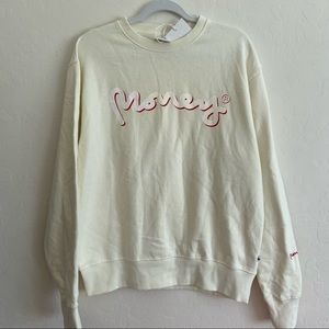 Money Clothing men’s crew neck sweatshirt off white size L, (NWT)